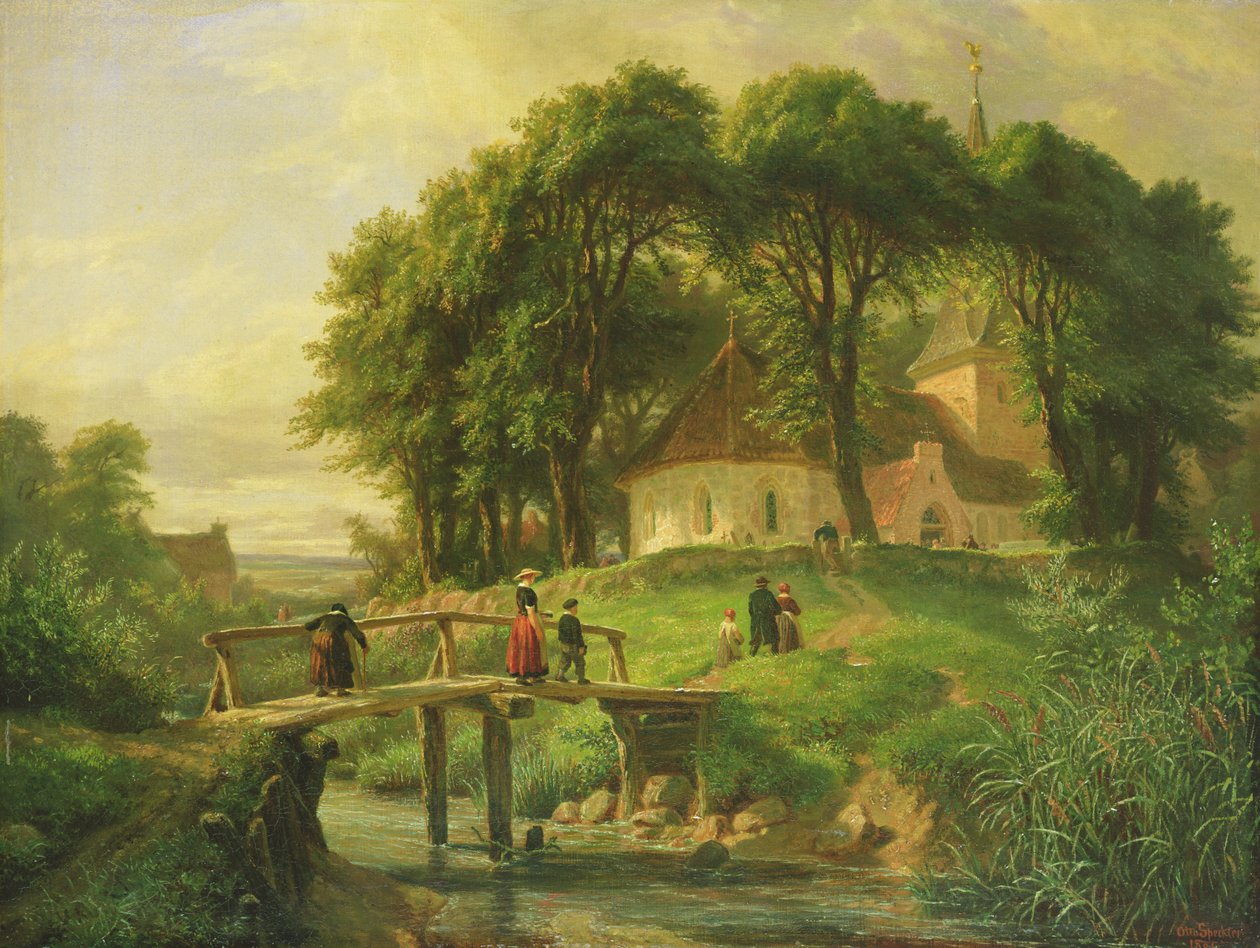 Kirchgang in Alt-Rahlstedt, 1861 von Otto Speckter