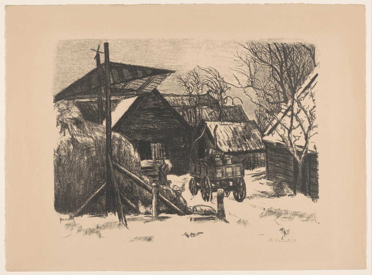 Bauernhof im Schnee von Otto Hanrath (signed by artist)