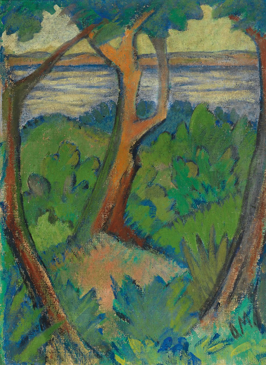 Landschaft mit drei Bäumen, 1923 von Otto Mueller