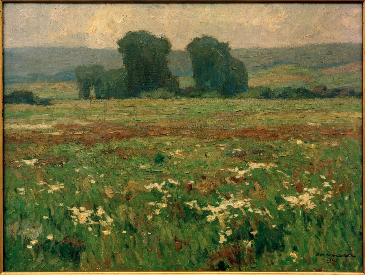 Pappeln in blühender Wiese von Otto Ubbelohde