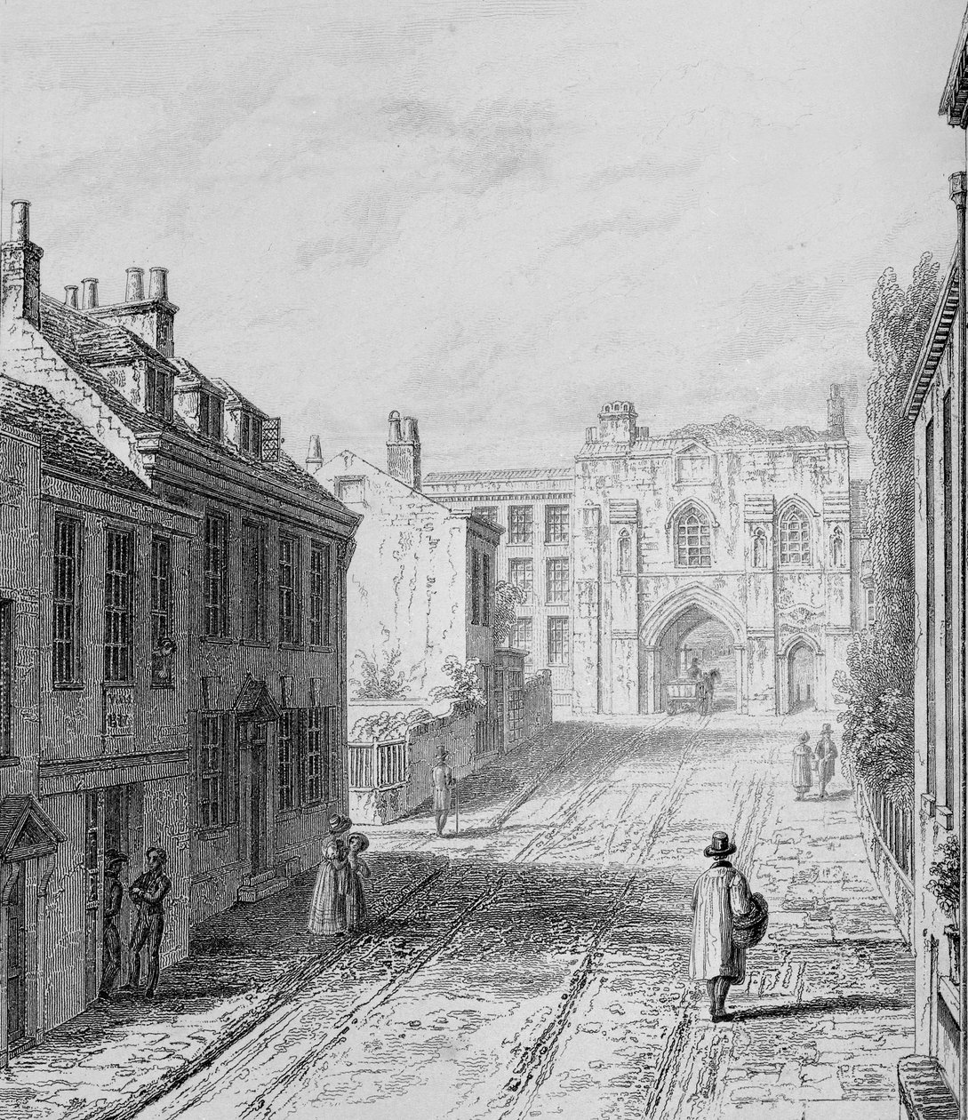 West Gate Winchester Blick nach Westen, um 1830 von Owen Brown Carter