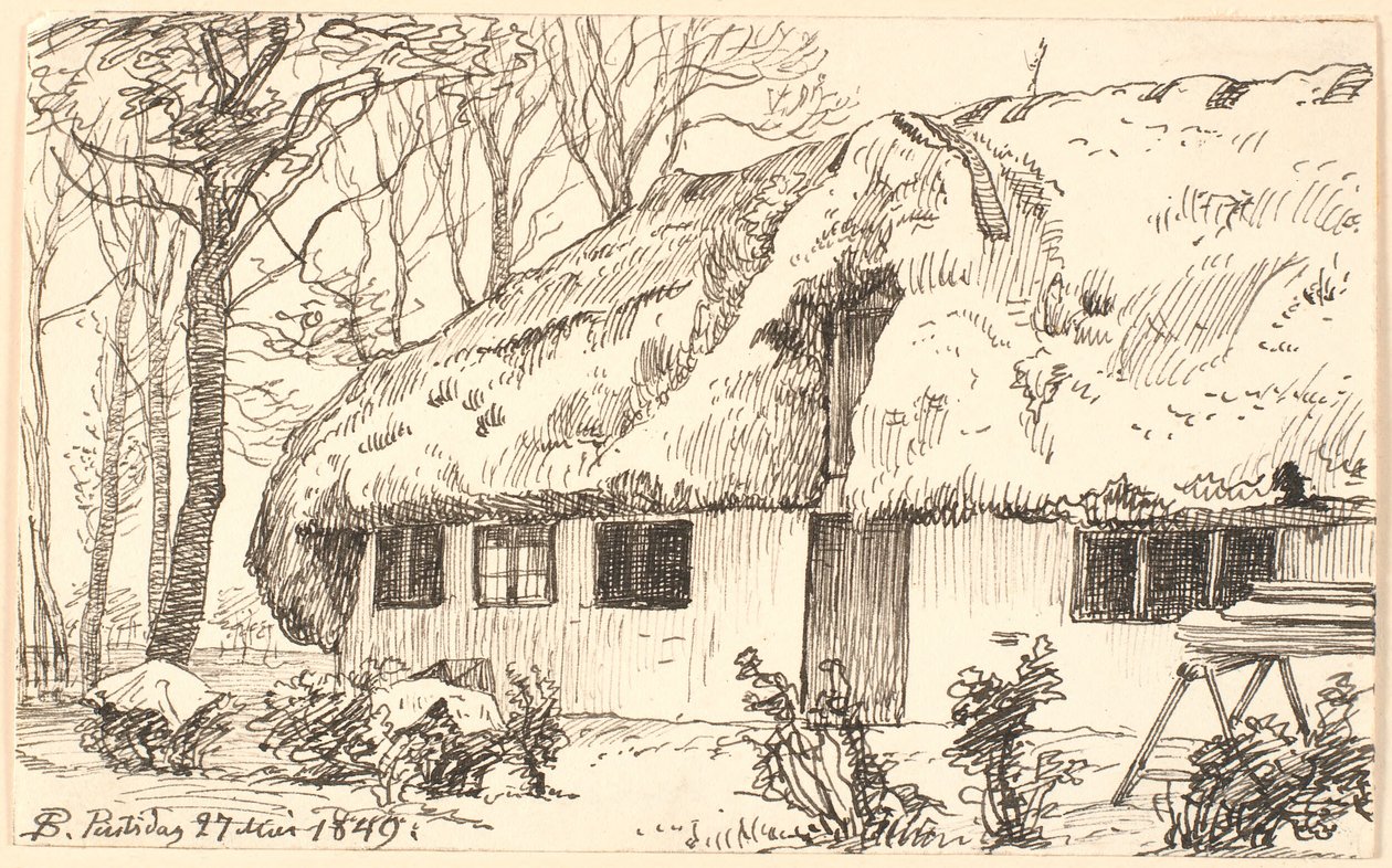 Reetgedecktes Bauernhaus auf Læsø von P.C. Skovgaard