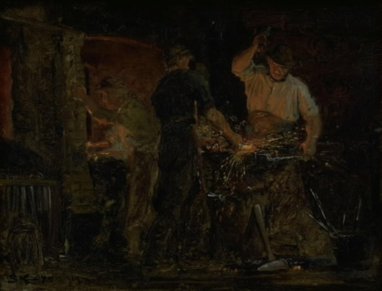 Eine Schmiede in Hornbæk von Peder Severin Krøyer