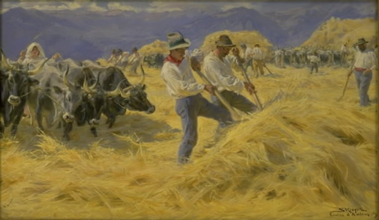 Dreschen in den Abruzzen. Civitá d