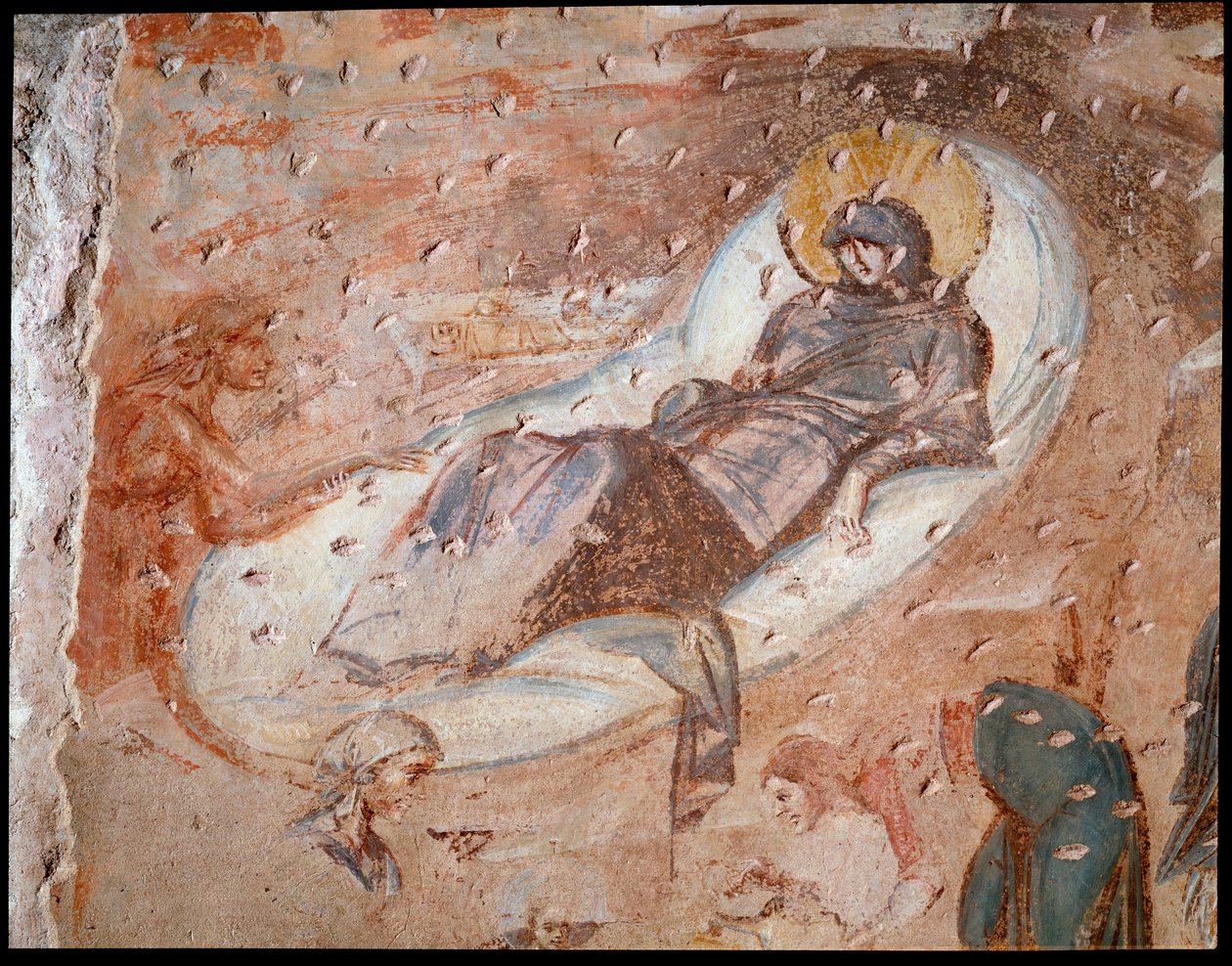 Die Geburt Christi. Fresko der Apsis, 6.-7. Jahrhundert von Paleo Christian