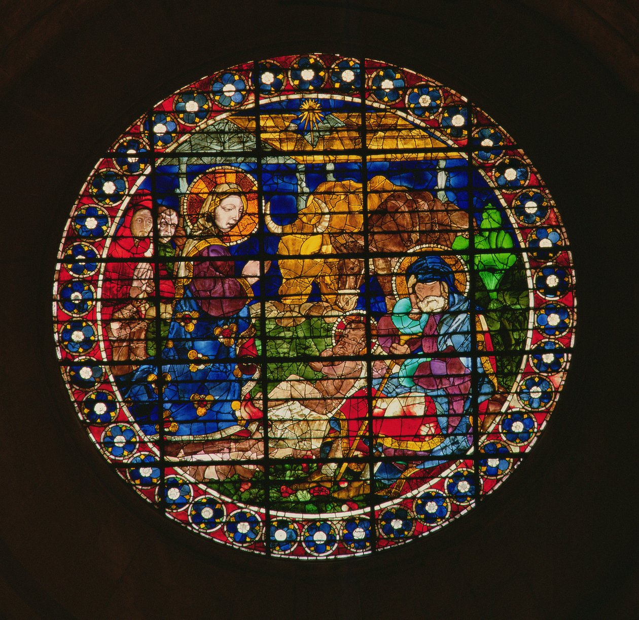 Oculus, die Geburt Christi darstellend, 1443 von Paolo Uccello