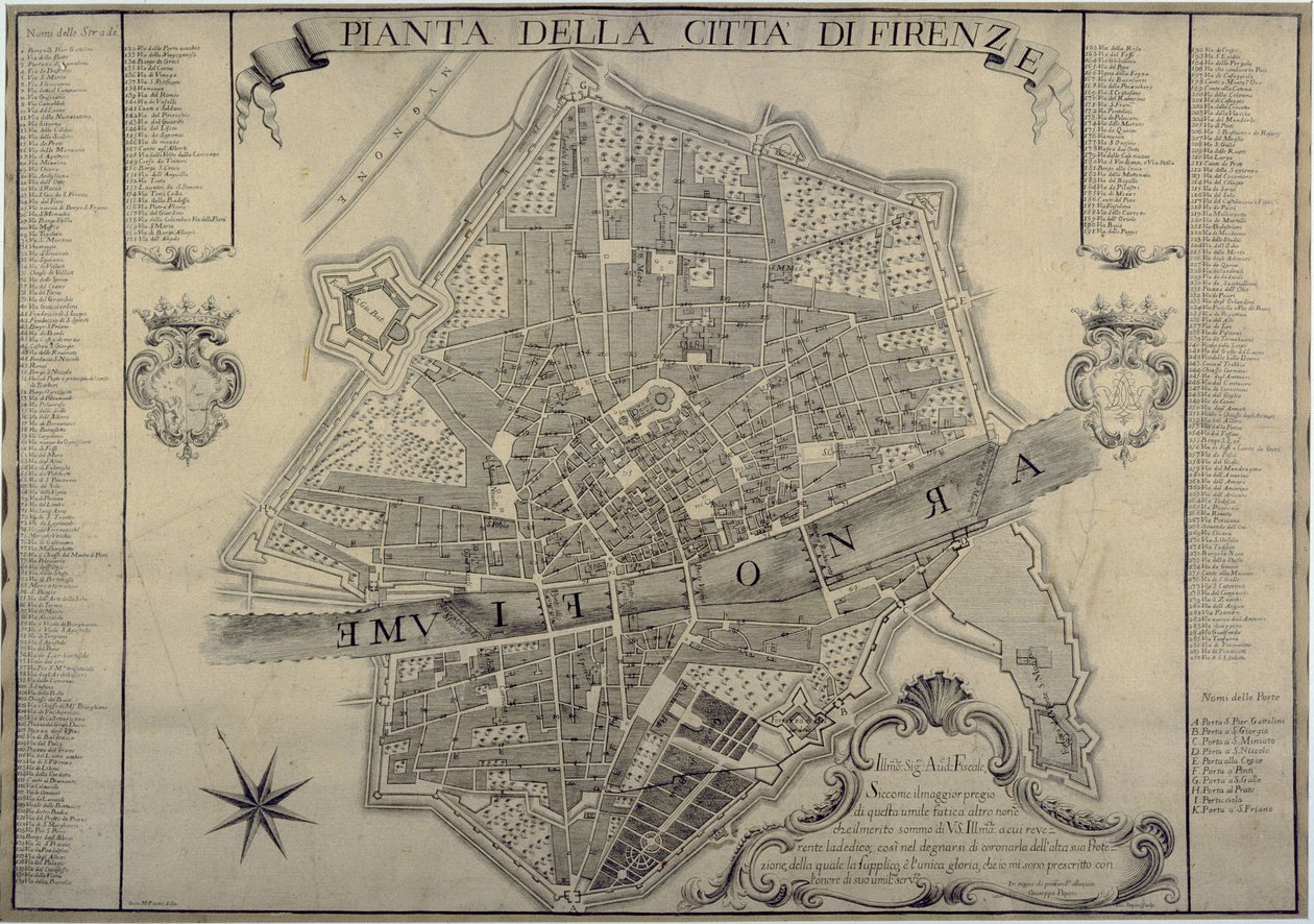 Karte von Florenz, 1730 von Papini