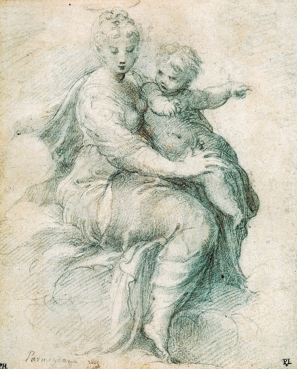 Madonna und Kind auf den Wolken, um 1525 von Parmigianino