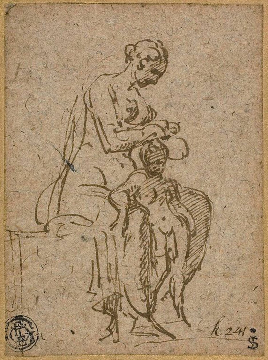 Frau entlaust ein Kind von Parmigianino