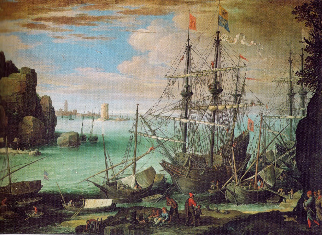 Küstenlandschaft mit Hafen von Paul Bril