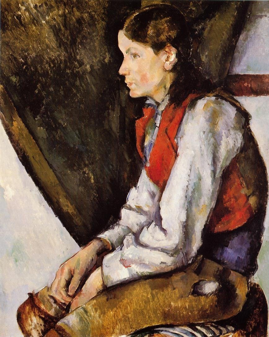 Junge in einer roten Weste von Paul Cézanne