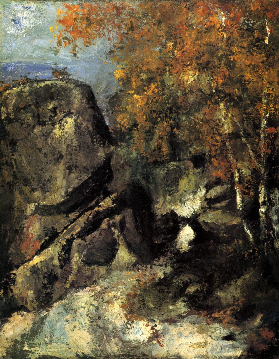 Felsen im Wald von Fontainebleau von Paul Cézanne