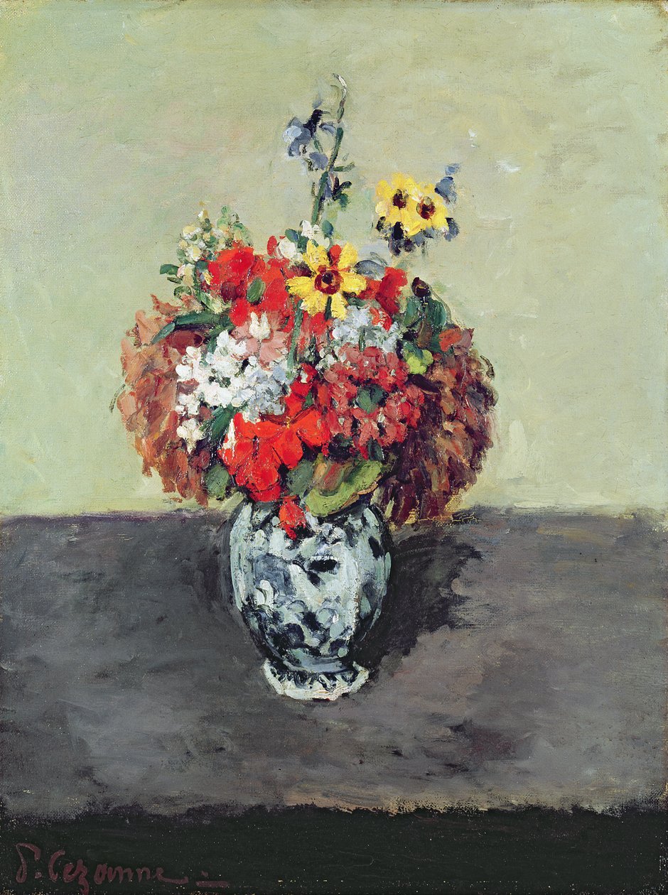 Blumen in einer Delfter Vase, ca. 1873-75 von Paul Cézanne