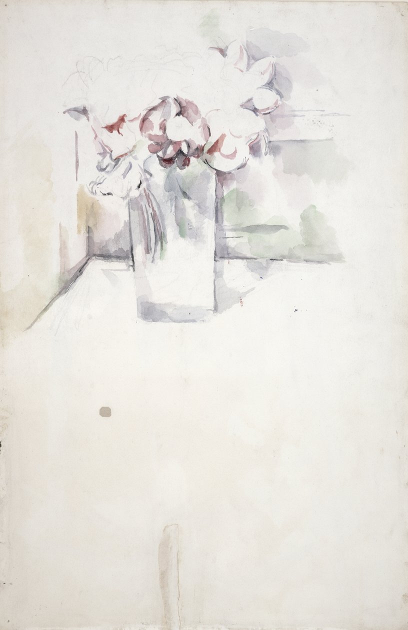 Vase mit Blumen auf einem Fensterbrett, ca. 1890 von Paul Cézanne