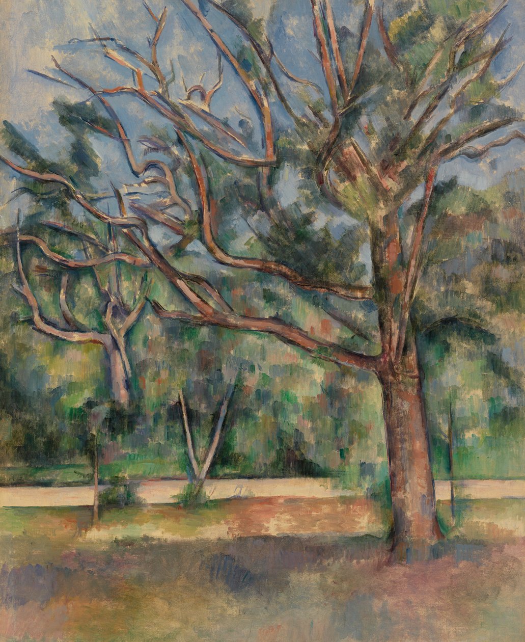 Bäume und Straße, ca. 1890 von Paul Cézanne