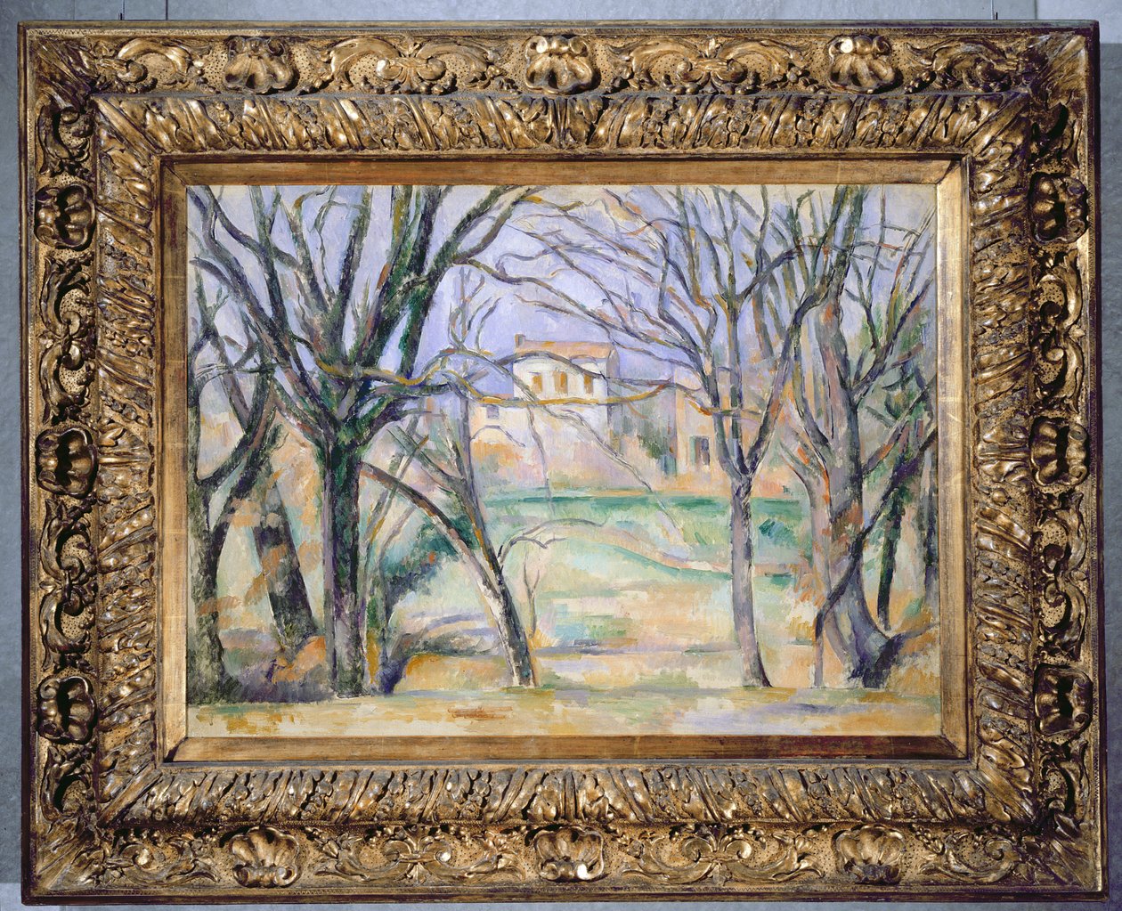 Bäume und Häuser, 1885-86 von Paul Cézanne