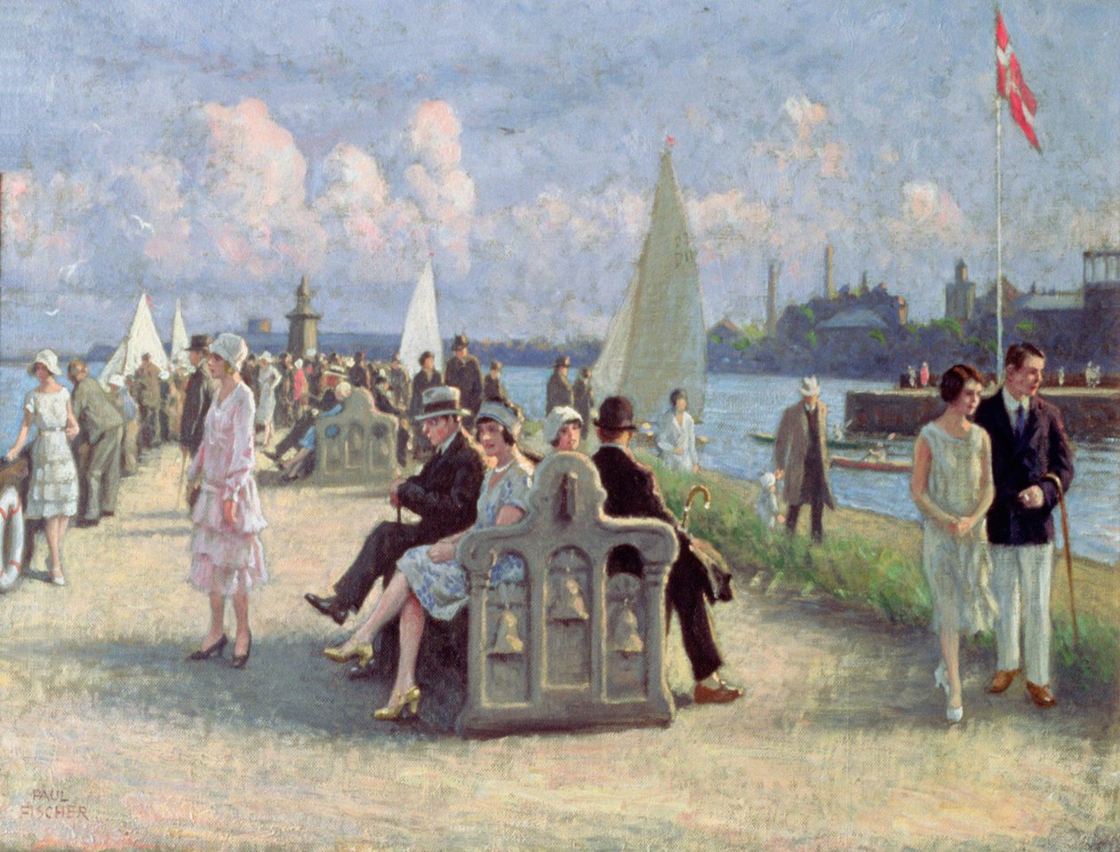 Menschen auf einer Promenade von Paul Fischer