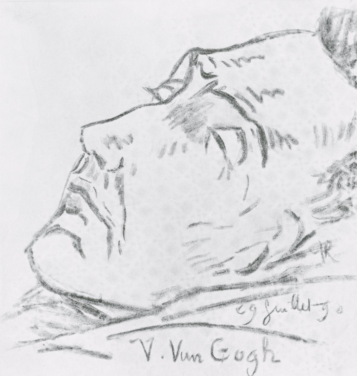Porträt von Vincent Van Gogh (1853-90) auf seinem Sterbebett, 29. Juli 1890 von Paul Gachet
