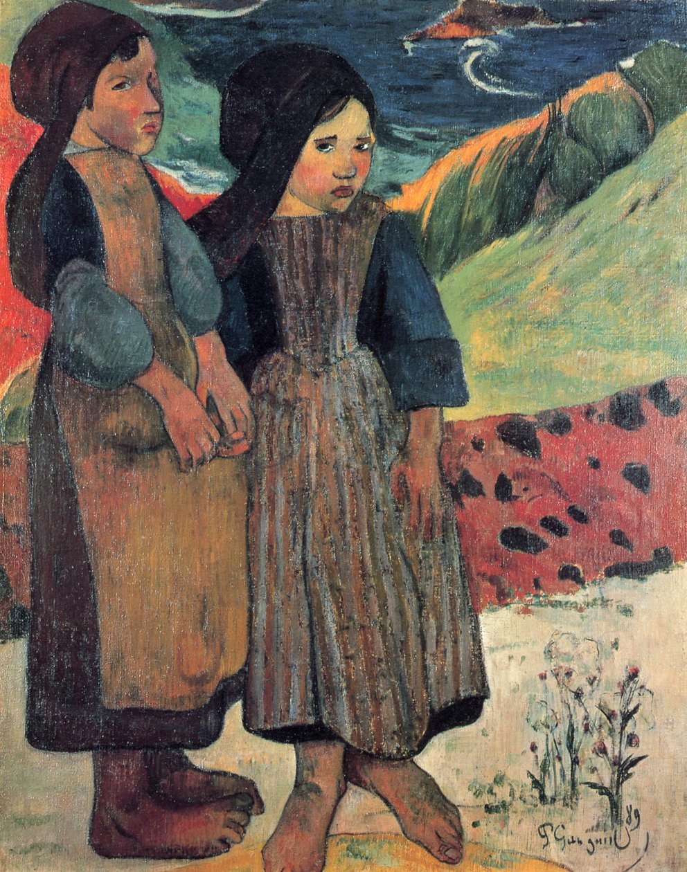 Kleine Bretoninnen am Meer von Paul Gauguin