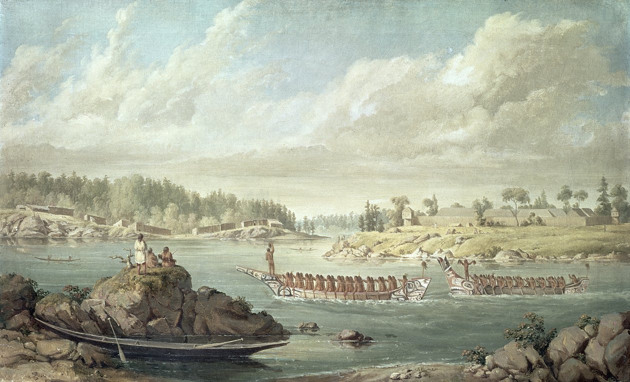 Makah kehren in ihren Kriegskanus zurück von Paul Kane