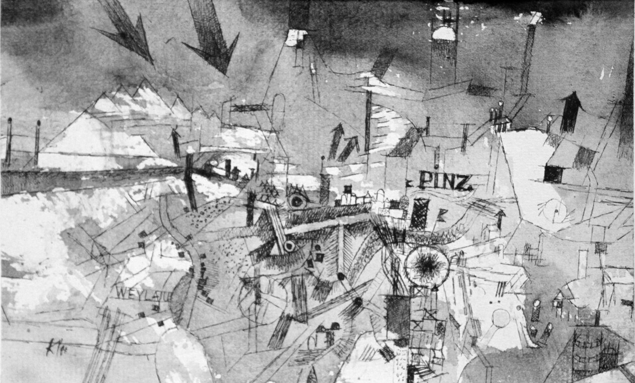 Ansicht der stark bedrohten Stadt Pinz von Paul Klee