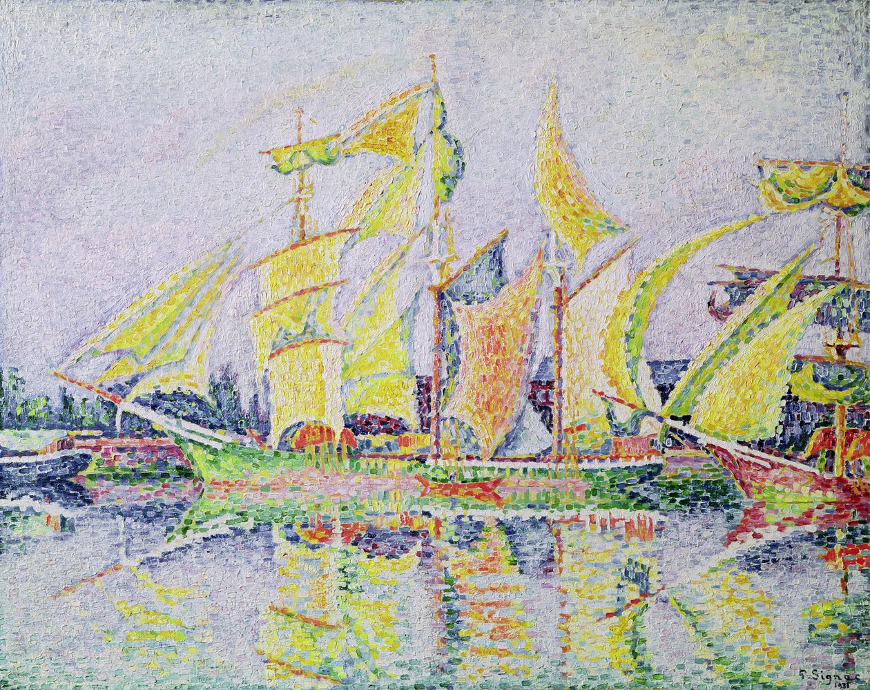 Drei gelbe Masten von Paul Signac