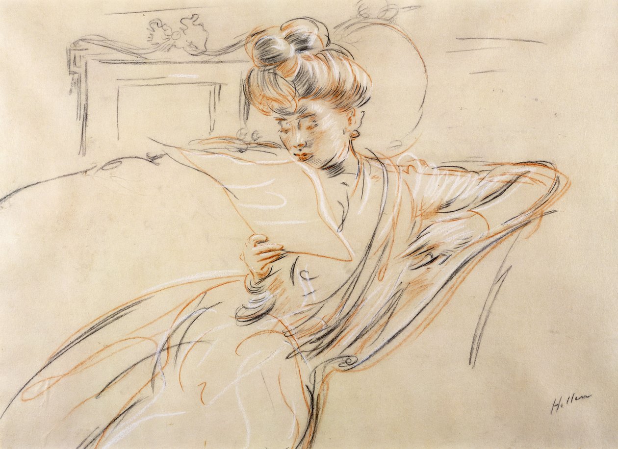 Madame Helleu beim Lesen von Paul Cesar Helleu