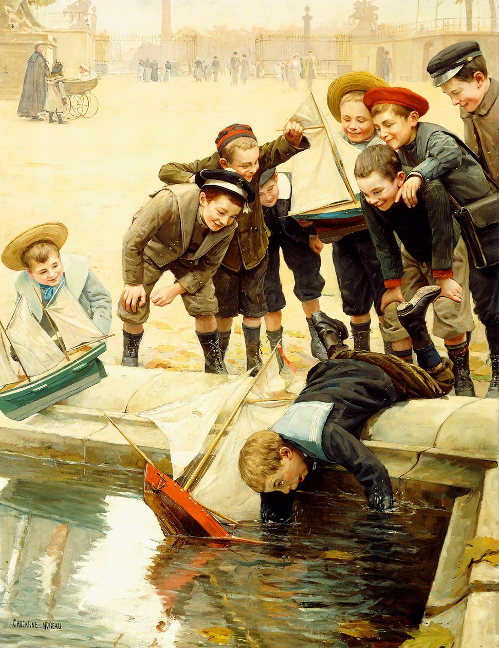 Jungen und ihre Segelboote von Paul Charles Chocarne Moreau