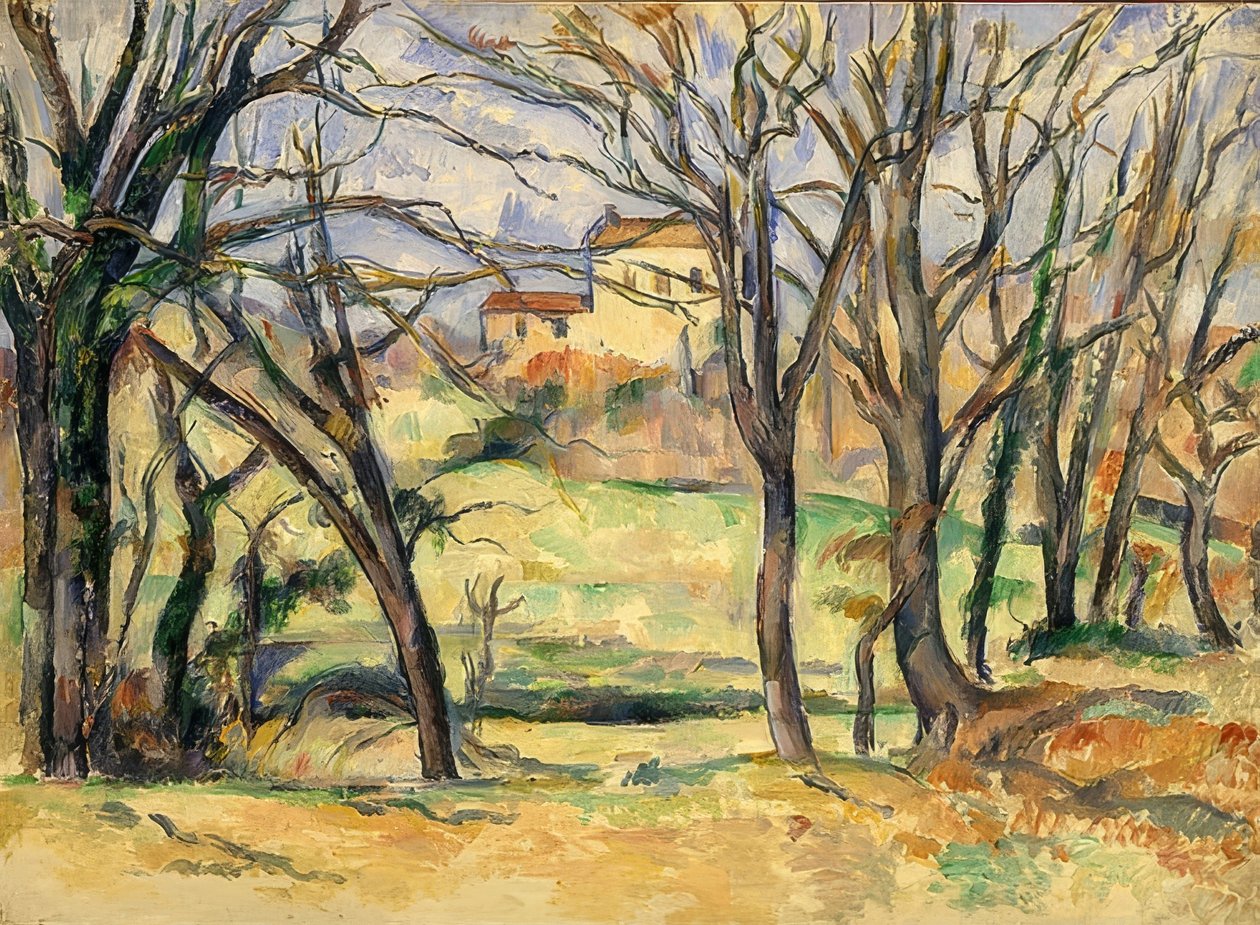 Bäume und Häuser, Jas de Bouffan von Paul Cézanne