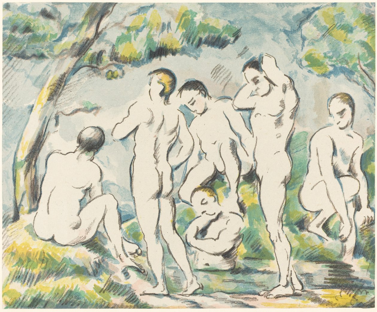 Die Badenden (kleine Platte) von Paul Cézanne