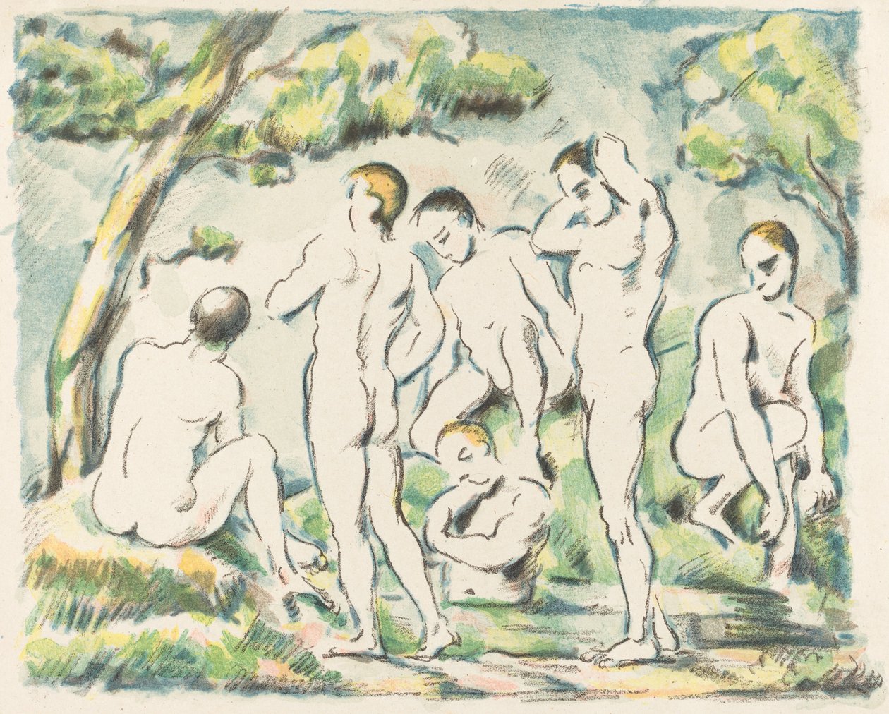 Die Badenden (kleine Platte) von Paul Cézanne
