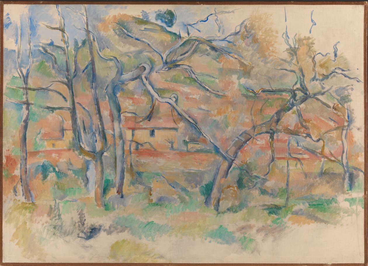 Bäume und Haus, Provence von Paul Cézanne