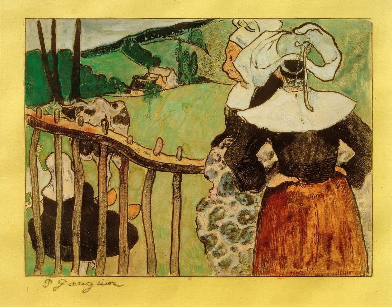 Bretoninnen an der Barriere von Paul Gauguin