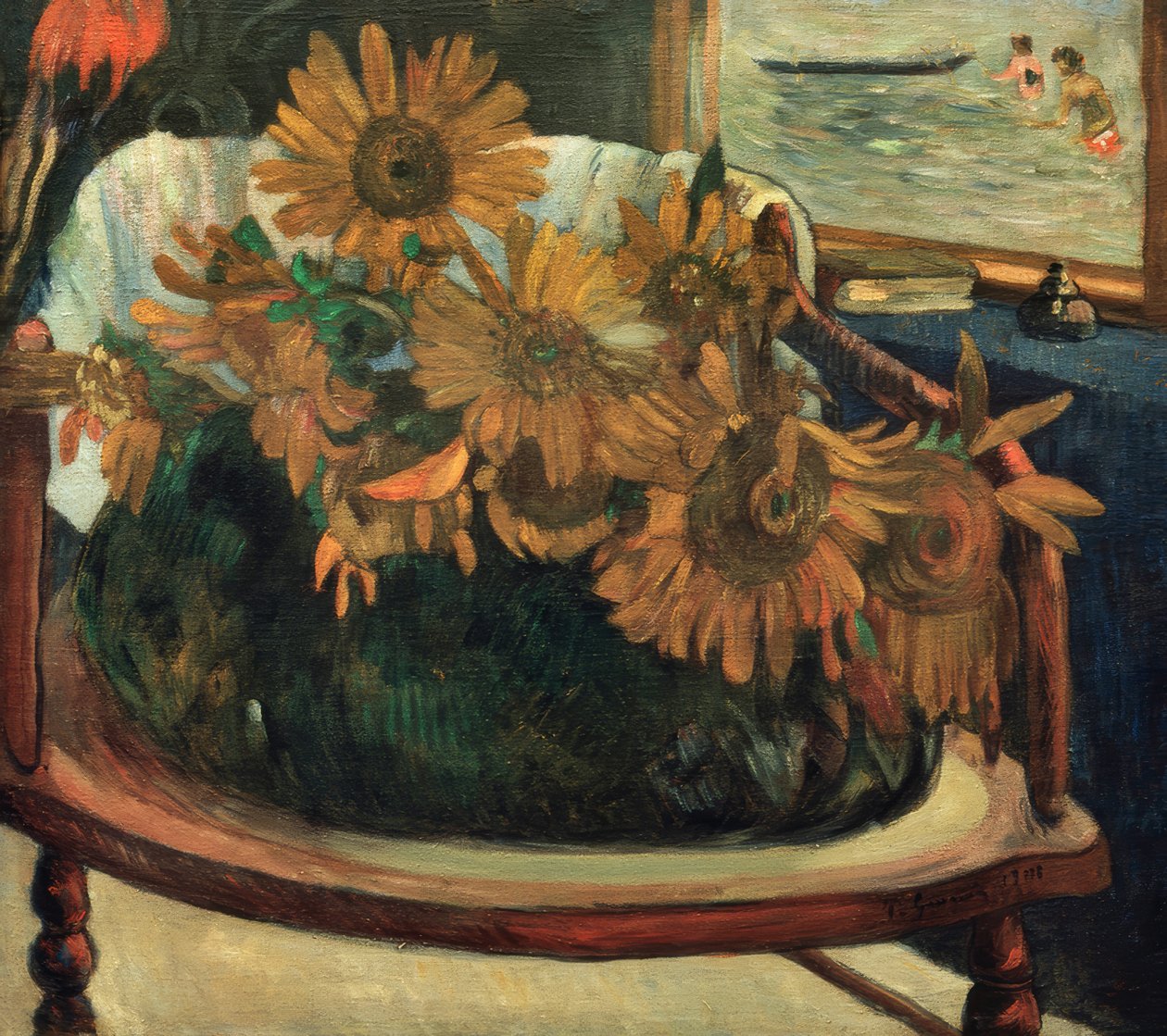 Sonnenblumen in einem Sessel I von Paul Gauguin