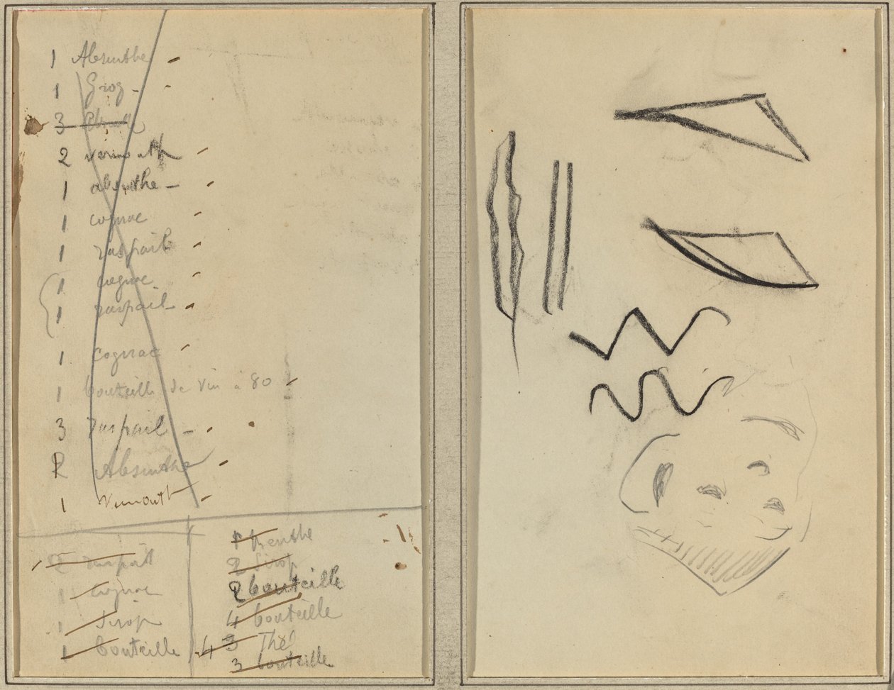 "Neige" (Schnee); Reiseroute [recto] von Paul Gauguin