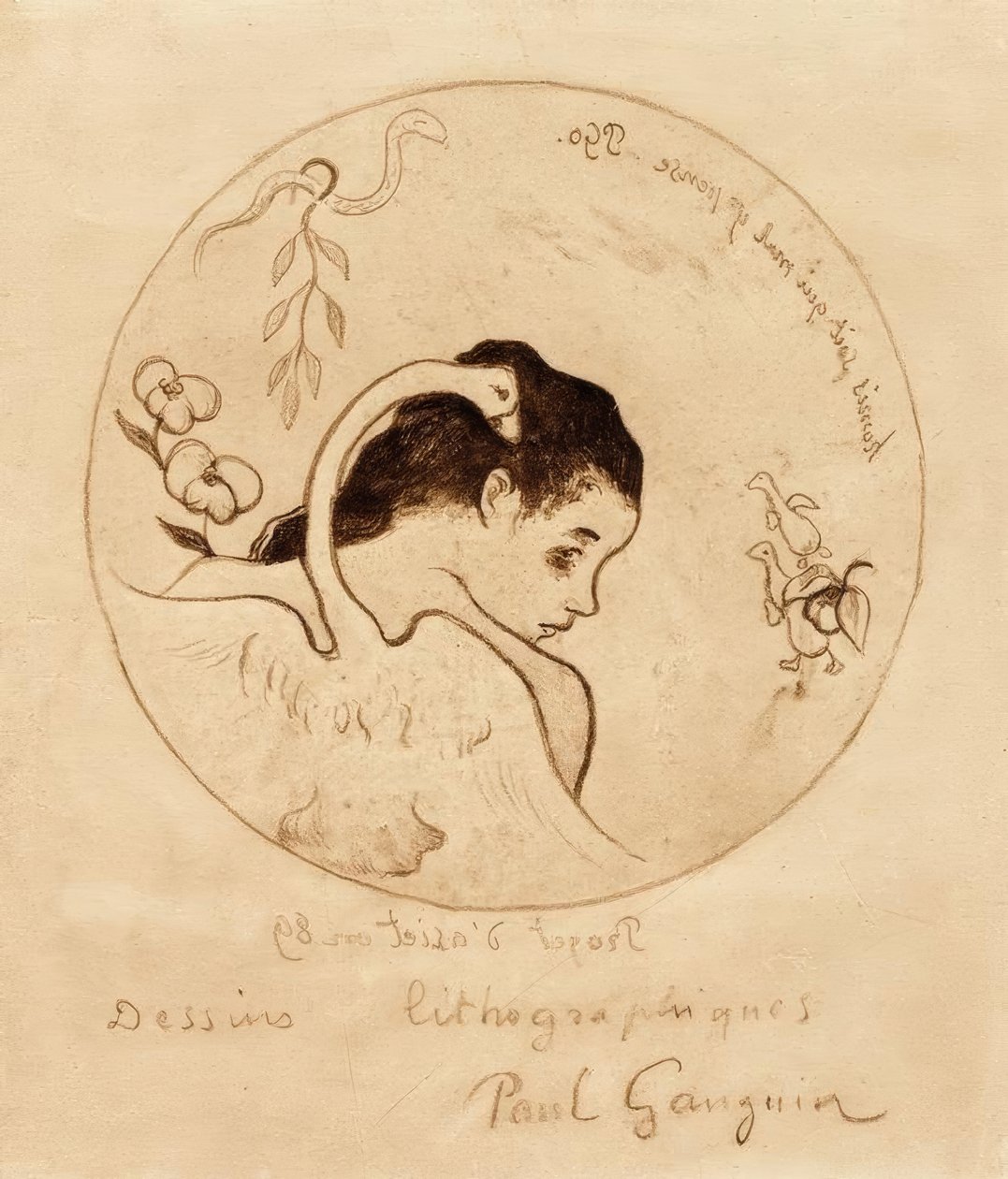 Projet pour une assiette – Leda et cygne von Paul Gauguin