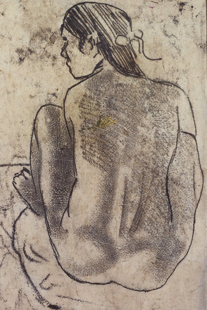 Sitzender tahitianischer Akt von hinten von Paul Gauguin