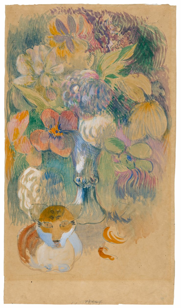 Stillleben mit Katze von Paul Gauguin