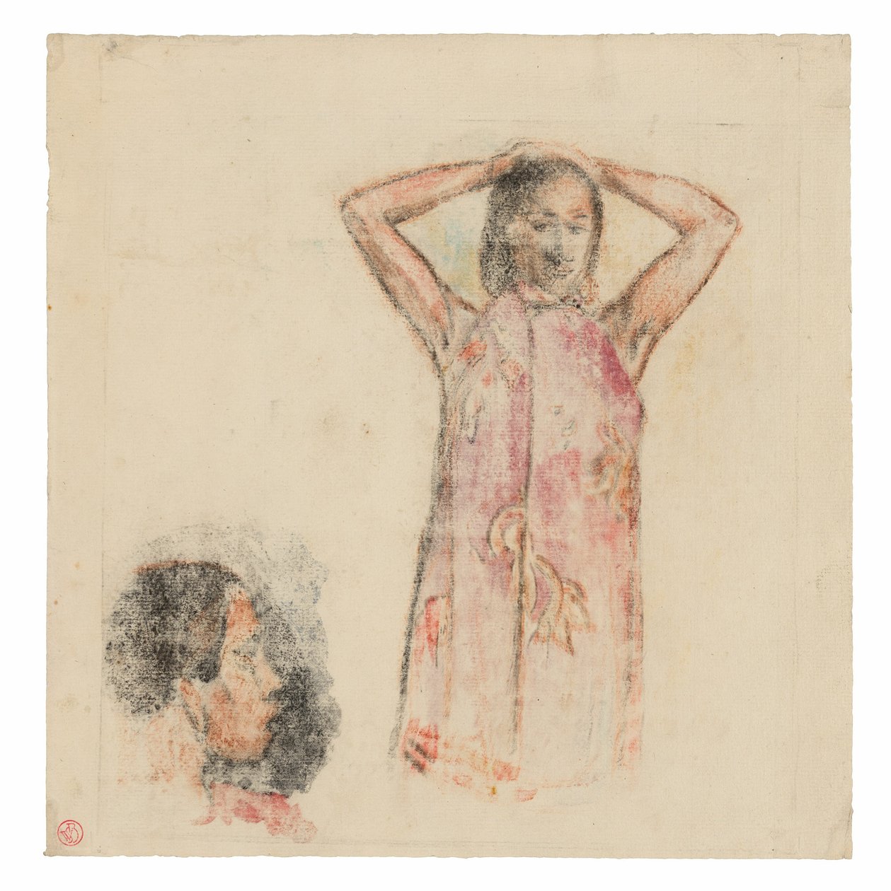 Tahitianisches Mädchen im rosa Pareu von Paul Gauguin