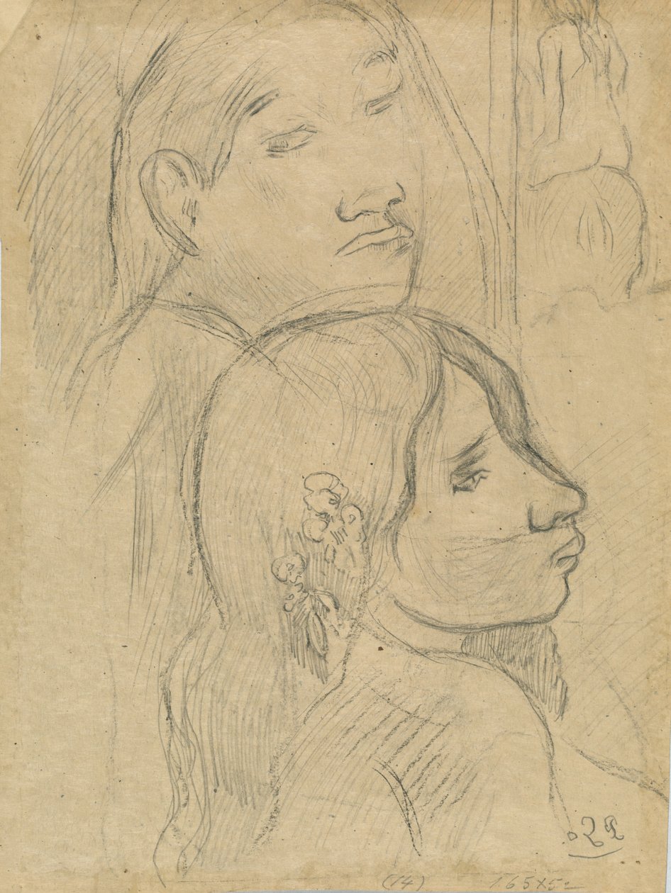 Zwei Marquesaner [verso], um 1902 von Paul Gauguin