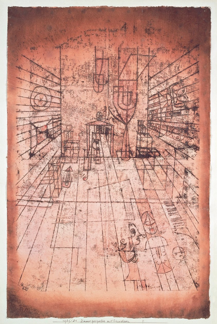 Zimmerperspektive mit Bewohnern in Bern, Schweiz von Paul Klee