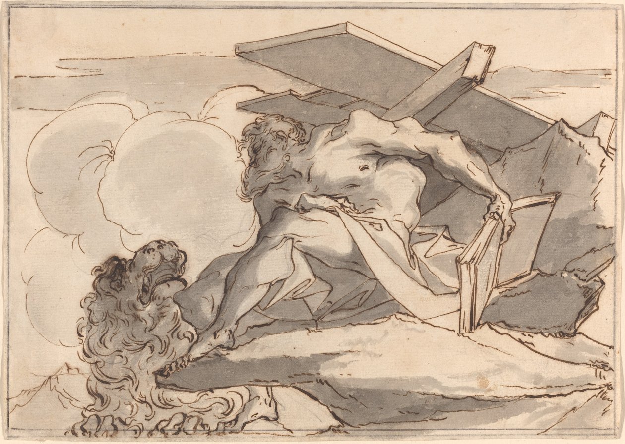 Heiliger Hieronymus in der Wildnis von Paul Troger