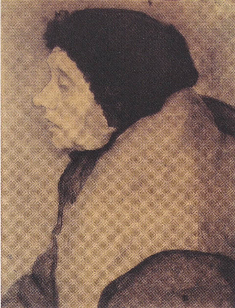 Alte Frau mit Haube im Profil nach links von Paula Modersohn Becker