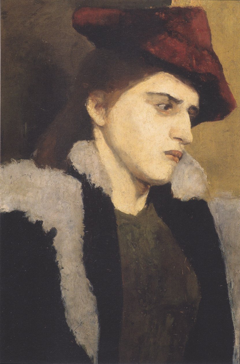 Bildnis einer jungen Frau mit rotem Hut von Paula Modersohn Becker