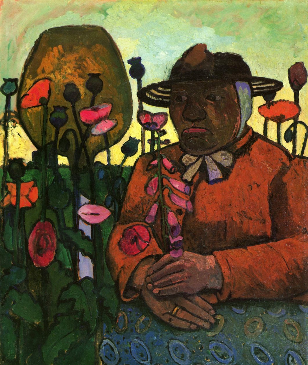 Alte Frau aus dem Armenhaus im Garten mit einer Glaskugel von Paula Modersohn Becker