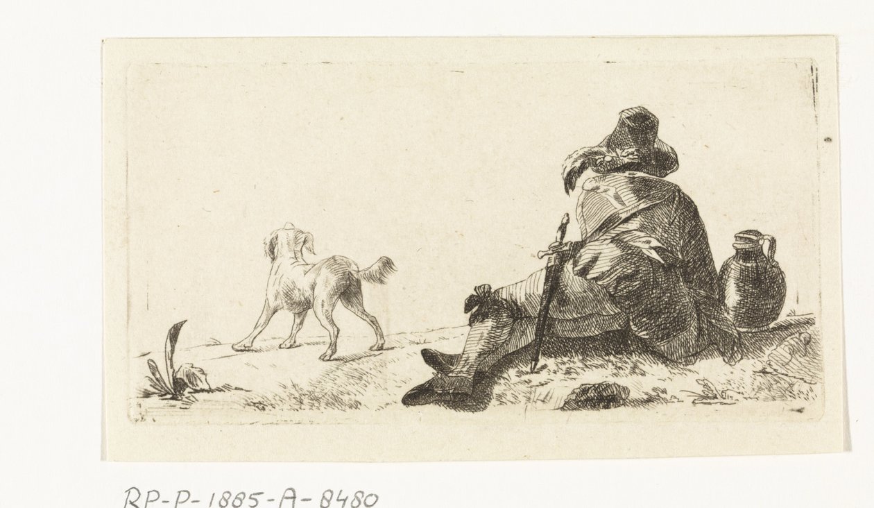 Mann mit Hund von Paulus Charles Gerard Poelman