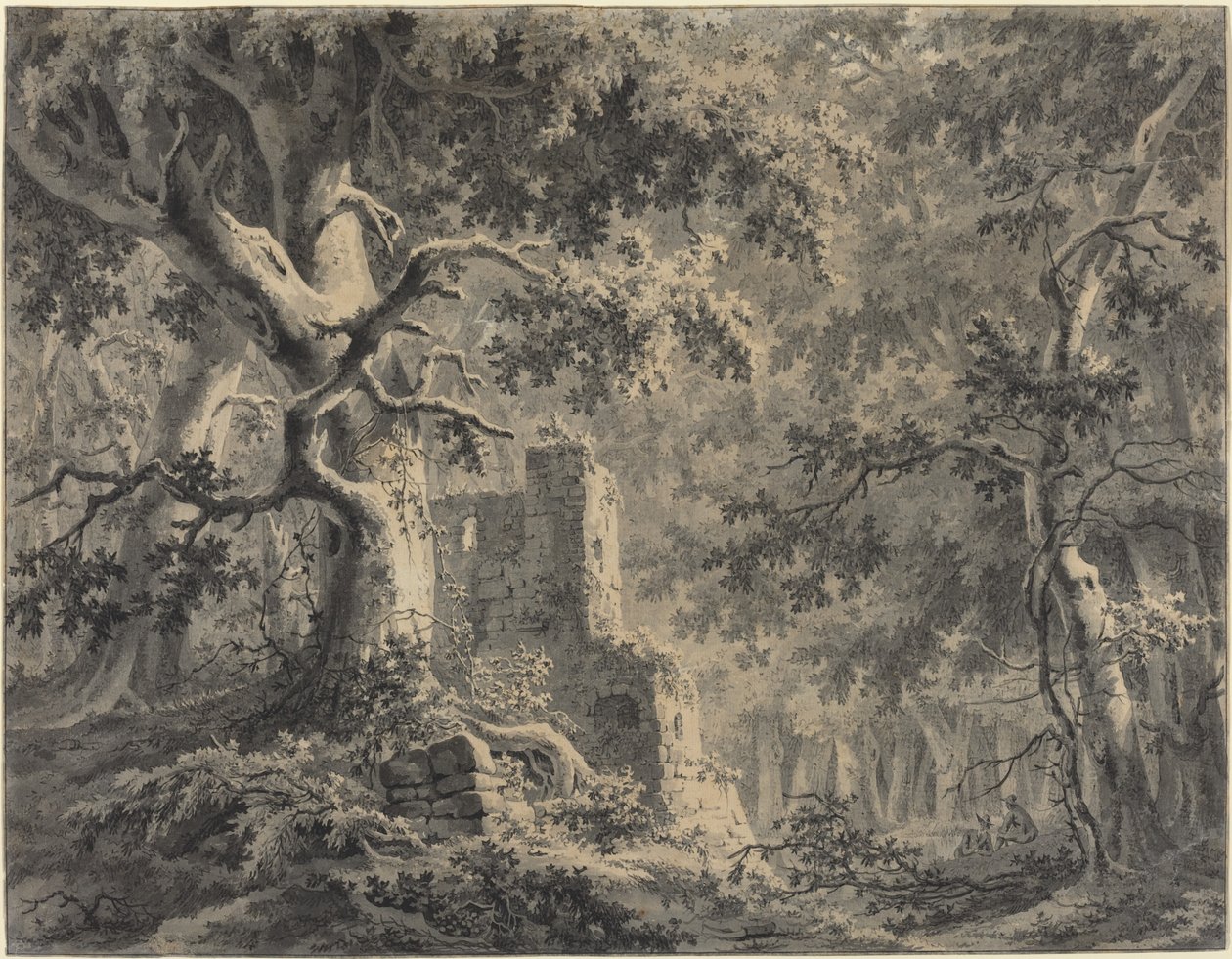 Ruinen an einem Waldstrom von Paulus van Liender