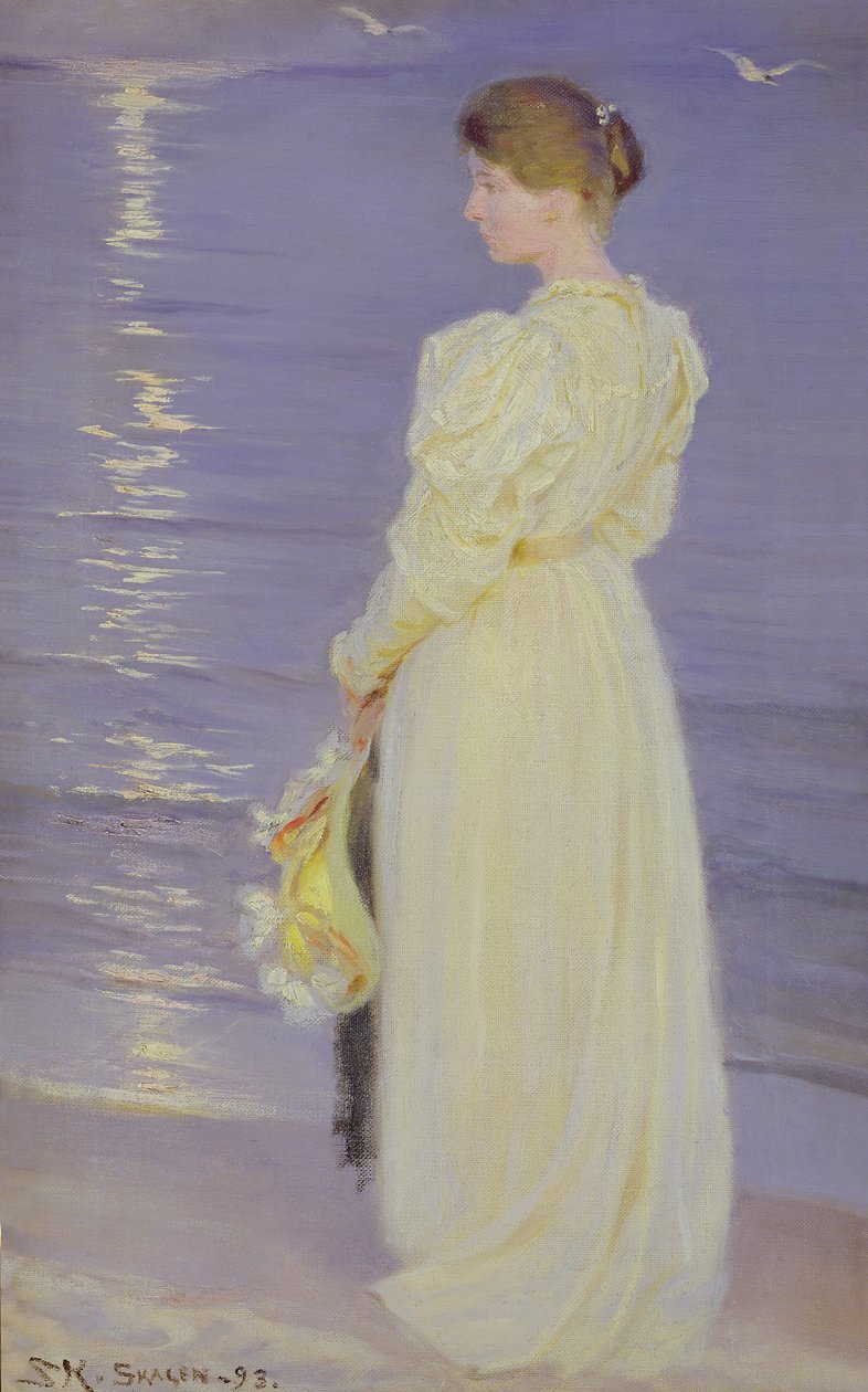 Frau in Weiß am Strand, 1893 von Peder Severin Krøyer