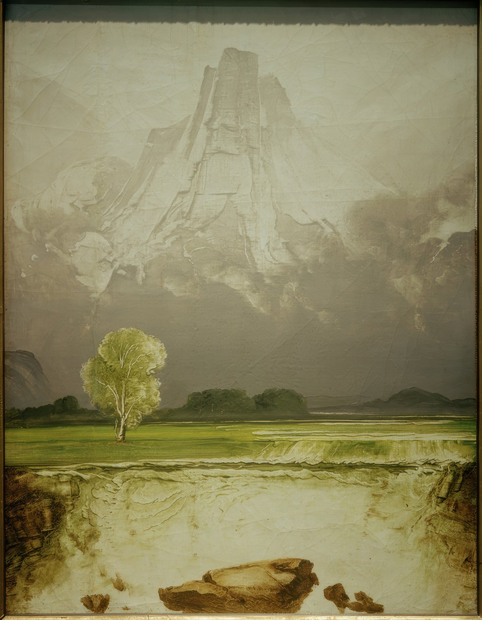 Der Berg Stetind mit einer Birke von Peder Balke
