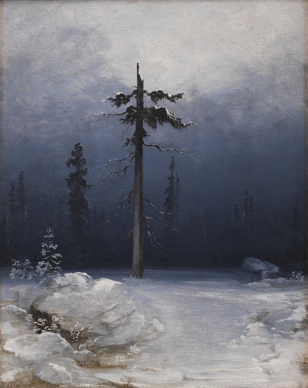 Baum in einem winterlichen Wald von Peder Balke